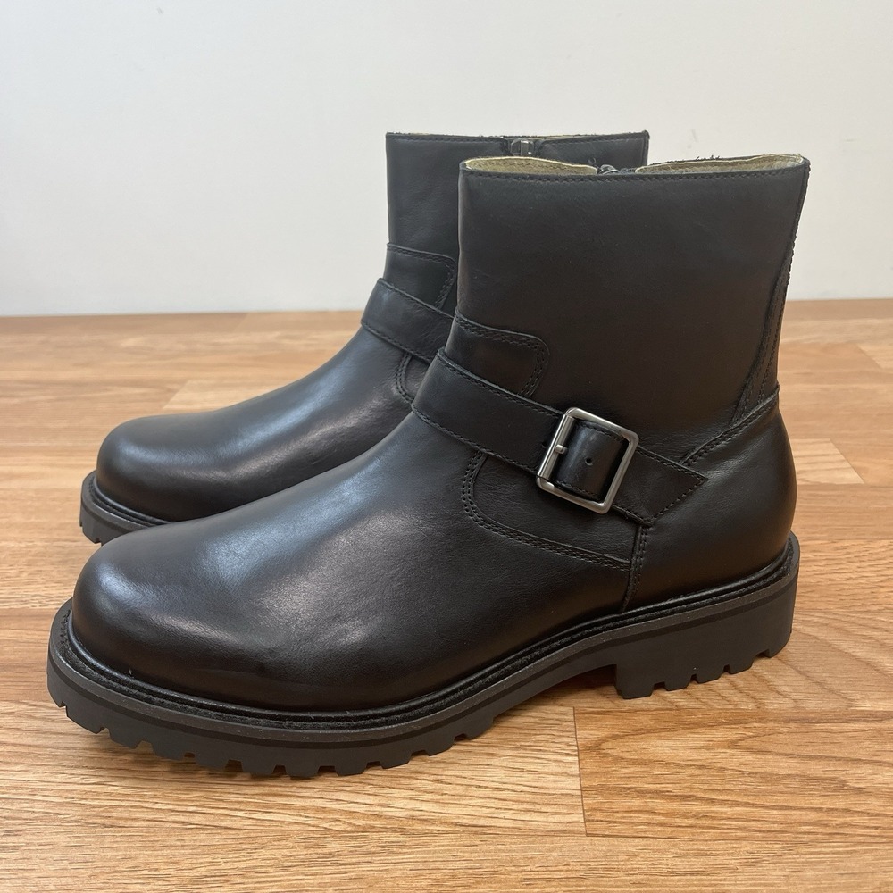 Banana Republic Black Leather Mid‎ Moto Boots Women's Size 10.5 NEW